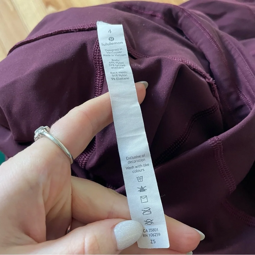 Lululemon Cassis Red Pace Rival High-Rise Mesh Panel Crop 22